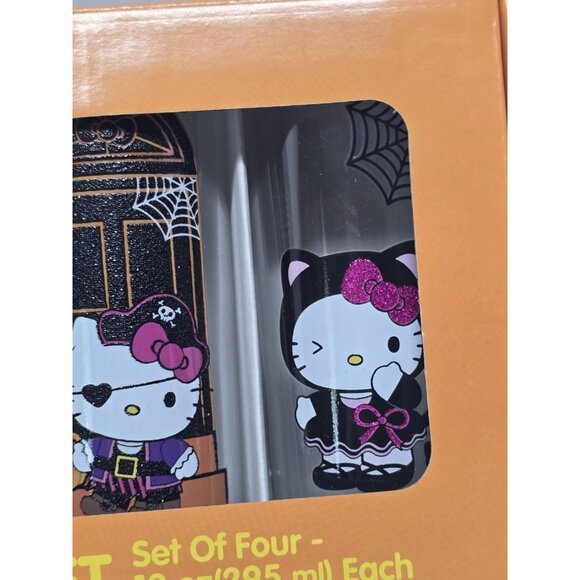HELLO KITTY HALLOWEEN Set Of Four 10 oz(295 ml) Each Glass Cups - Picture 5 of 10